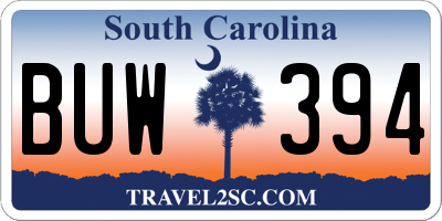SC license plate BUW394