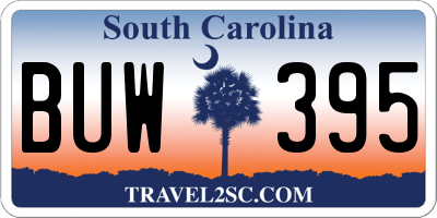 SC license plate BUW395