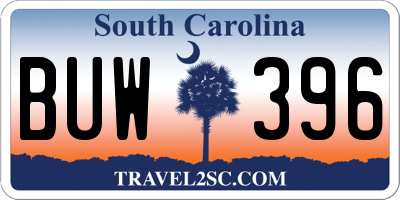 SC license plate BUW396