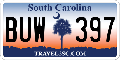 SC license plate BUW397