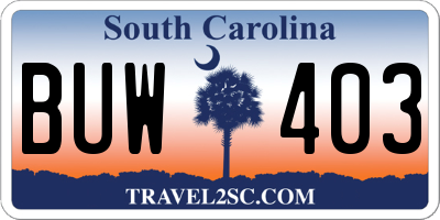 SC license plate BUW403