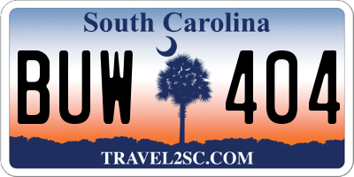 SC license plate BUW404