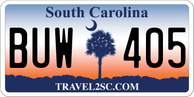SC license plate BUW405