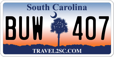 SC license plate BUW407