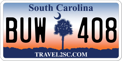 SC license plate BUW408