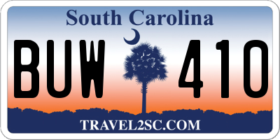 SC license plate BUW410