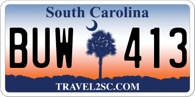 SC license plate BUW413
