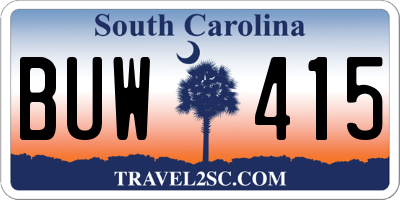 SC license plate BUW415