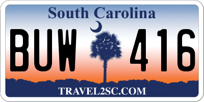 SC license plate BUW416