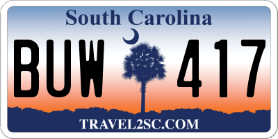 SC license plate BUW417