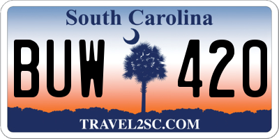 SC license plate BUW420