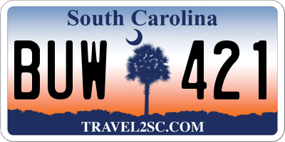 SC license plate BUW421