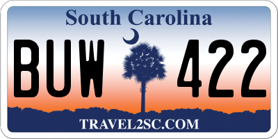 SC license plate BUW422