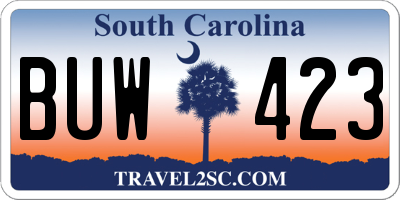 SC license plate BUW423