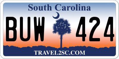 SC license plate BUW424