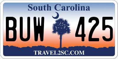 SC license plate BUW425