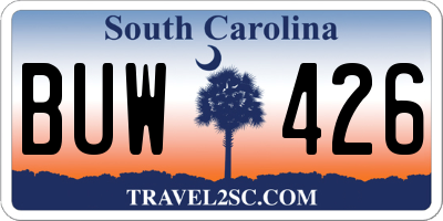 SC license plate BUW426