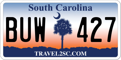 SC license plate BUW427