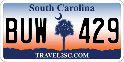SC license plate BUW429
