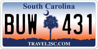 SC license plate BUW431