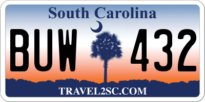 SC license plate BUW432