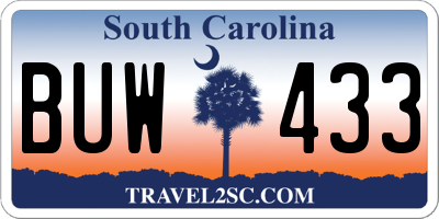 SC license plate BUW433