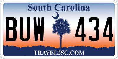 SC license plate BUW434