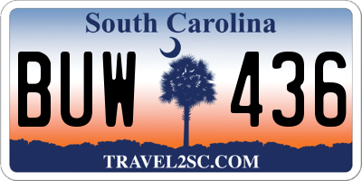 SC license plate BUW436