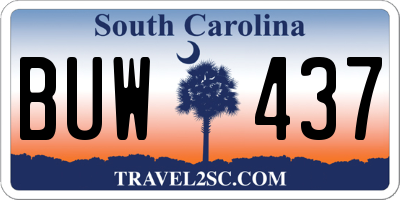 SC license plate BUW437