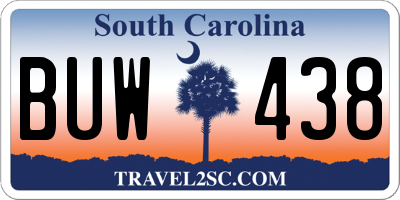 SC license plate BUW438