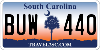 SC license plate BUW440