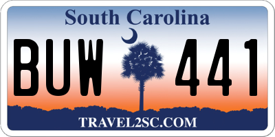SC license plate BUW441