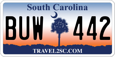 SC license plate BUW442