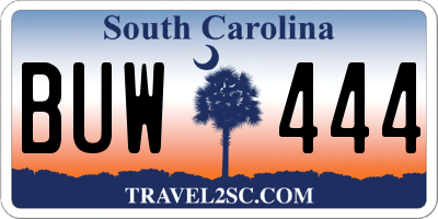 SC license plate BUW444