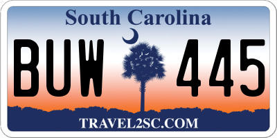 SC license plate BUW445
