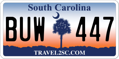SC license plate BUW447