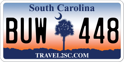 SC license plate BUW448