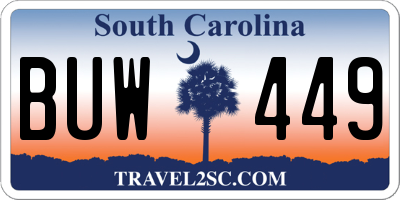 SC license plate BUW449