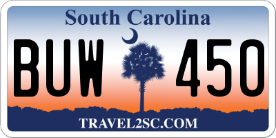 SC license plate BUW450