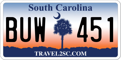 SC license plate BUW451