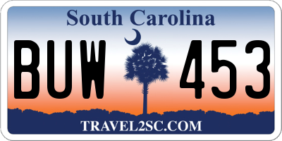 SC license plate BUW453
