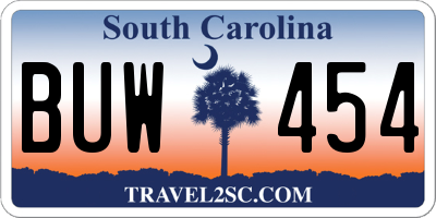 SC license plate BUW454
