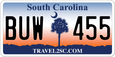 SC license plate BUW455