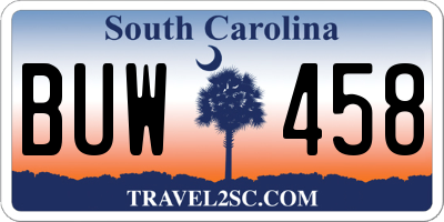 SC license plate BUW458