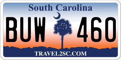 SC license plate BUW460