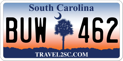 SC license plate BUW462
