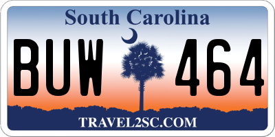 SC license plate BUW464