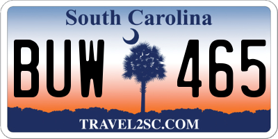 SC license plate BUW465