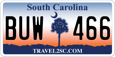 SC license plate BUW466