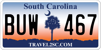 SC license plate BUW467